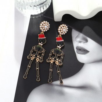 Trendy Skull Pearl Geometric Drop Earrings for Women