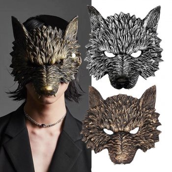 Horror Wolf Mask - 3D Half Face PU Foam Mask for Kids & Adults