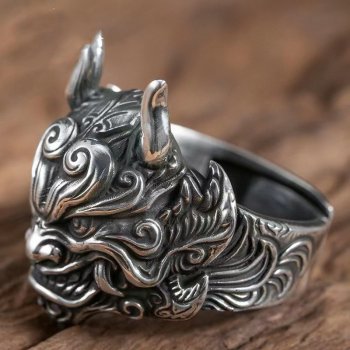 Vintage Devil Mask Silver Ring