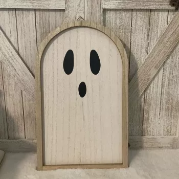 Boo Ghost Halloween Wooden Sign