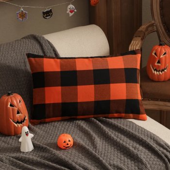 Halloween Plaid Throw Pillow Covers