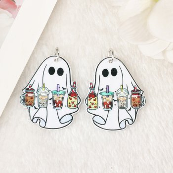 6Pcs Acrylic Halloween Ghost & Flower Charms