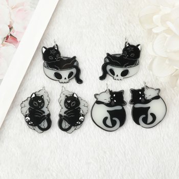 6 Pcs Glow in the Dark Cat Charms -