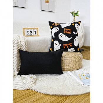 Spooky Ghost Embroidered Halloween Cushion Cover