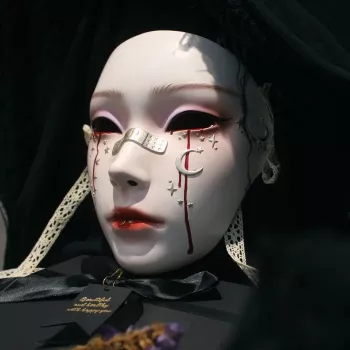 Soul Crop Full Face Tears Mask - Ancient Style Hanfu Costume Accessory