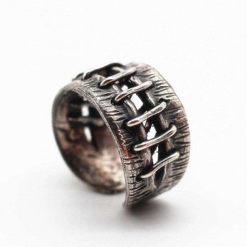 Gothic Wound Stitches Open Ring