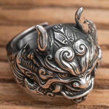 Vintage Devil Mask Silver Ring