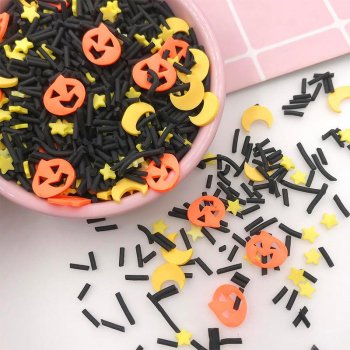 50g Halloween Pumpkin Ghost Polymer Clay Slices for DIY Crafts & Slime Accessories