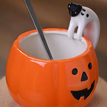 Witch Cauldron Mug - Black Ceramic Halloween Coffee Mug with Sturdy Handle