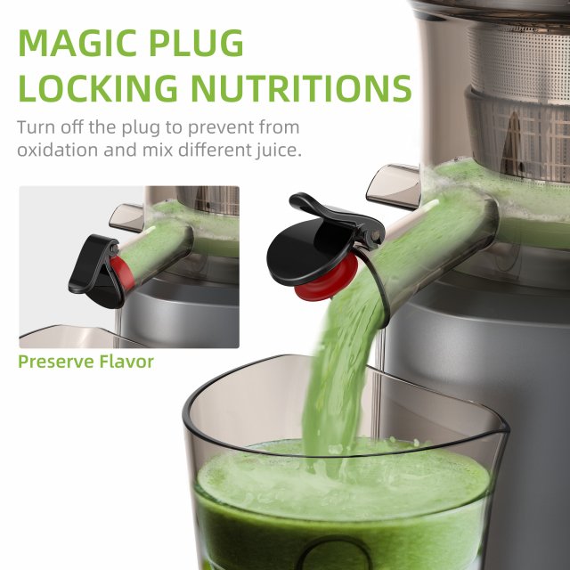 Cold Press Juicer with 3-Inch Wide Feed Chute, 200W Slow Masticating Juice Extractor