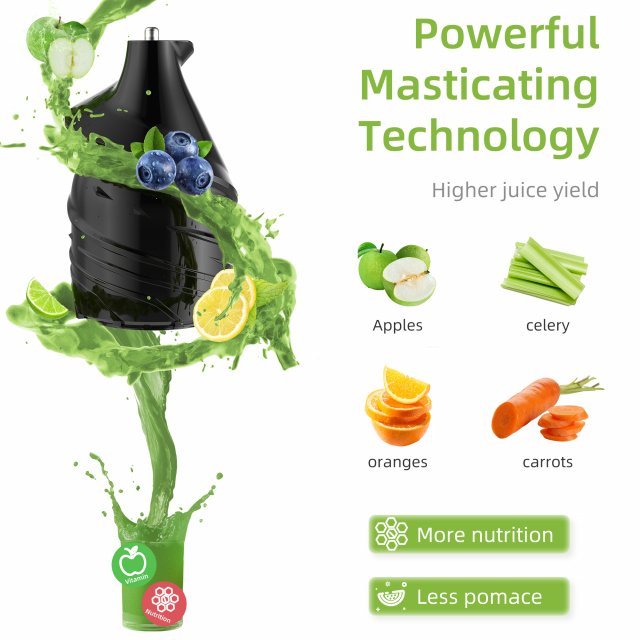 Cold Press Juicer with 3-Inch Wide Feed Chute, 200W Slow Masticating Juice Extractor