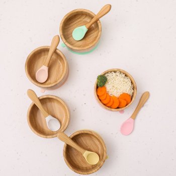 Alternative view of Baby Wooden Feeding Bowl Set
