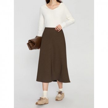 Elegant High Waist A-Line Mid-Length Skirt