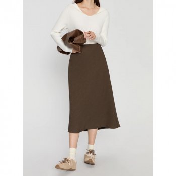 Elegant High Waist A-Line Mid-Length Skirt