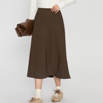 Elegant High Waist A-Line Mid-Length Skirt