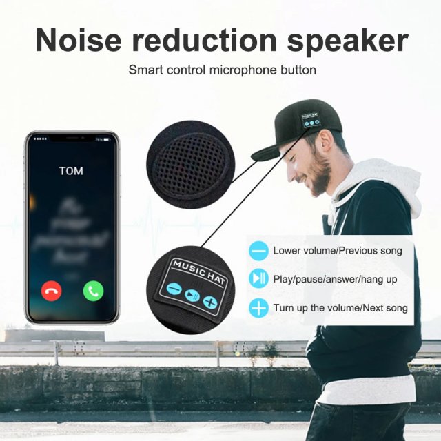 Bluetooth Hat with Built-In Speaker and Mic - Image 3