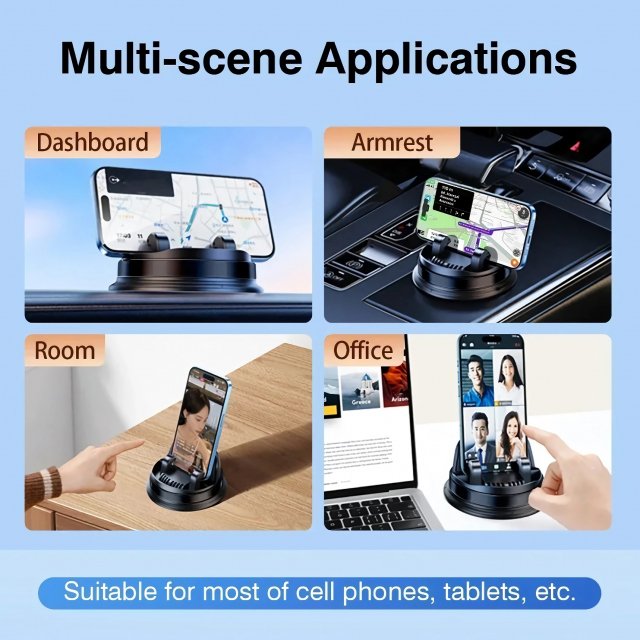 360° Rotatable Car Phone Holder with Auto-Clamp & Eyeglasses Storage - Image 4