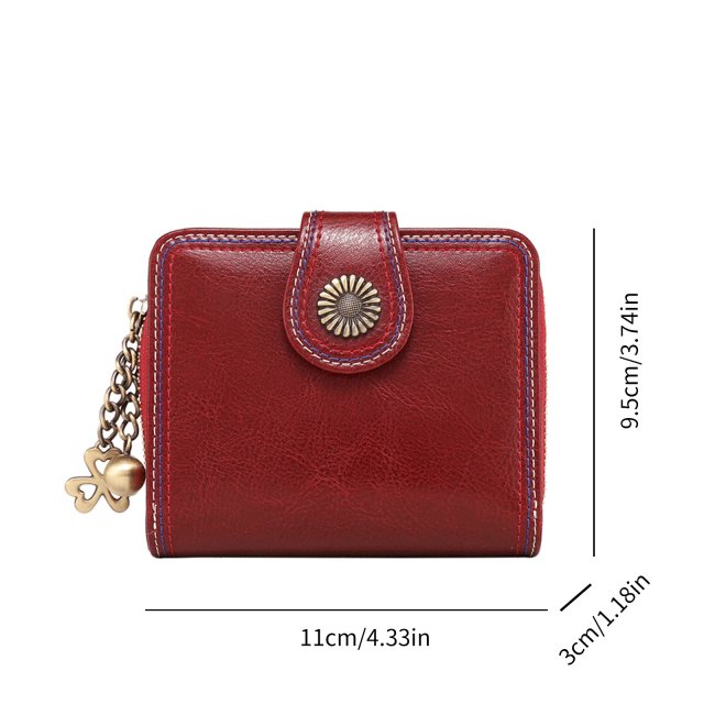 Women’s Small Leather Bifold Wallet with Zipper Pocket - Image 5