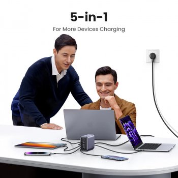 300W GaN Fast Charging Station with 140W Max Single Port for MacBook, iPad, iPhone