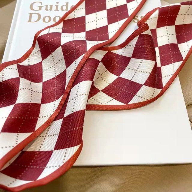 Floral Print Silk Satin Hair Ribbon Scarf - Image 4