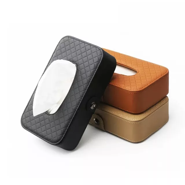 Universal Car Tissue Box - Stylish Leather Napkin Holder - Image 3