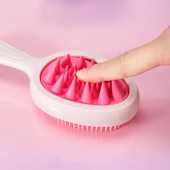 Double-Sided Silicone Scalp Massage Brush with Long Handle