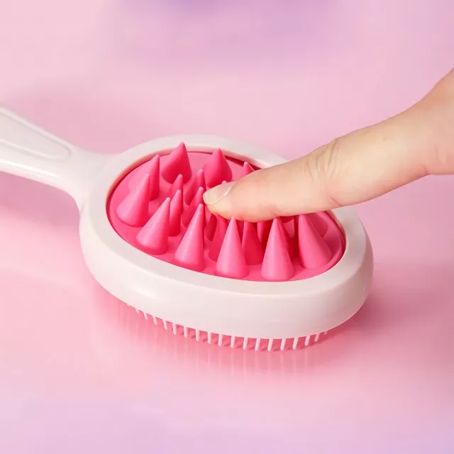 Double-Sided Silicone Scalp Massage Brush with Long Handle - Image 2