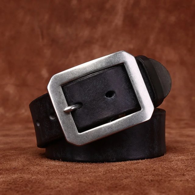 3.8CM Genuine Cowhide Leather Belt for Men with Stainless Steel Buckle - Image 5