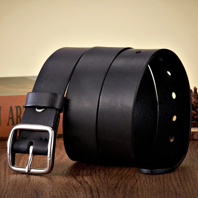 3.8CM Men’s Vintage Cowskin Leather Belt with Anti-Allergy Stainless Steel Buckle - Image 3