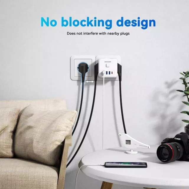 7-in-1 Wall Charger Power Strip with Fast Charging - Image 4