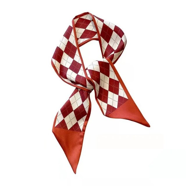 Floral Print Silk Satin Hair Ribbon Scarf - Image 5