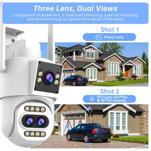 Advanced Security Camera with Dual Screens and Triple Lenses - Image 6