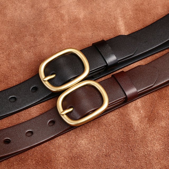 2.8CM Genuine Leather Women's Fashion Belt - Vintage Pin Buckle Strap - Image 3