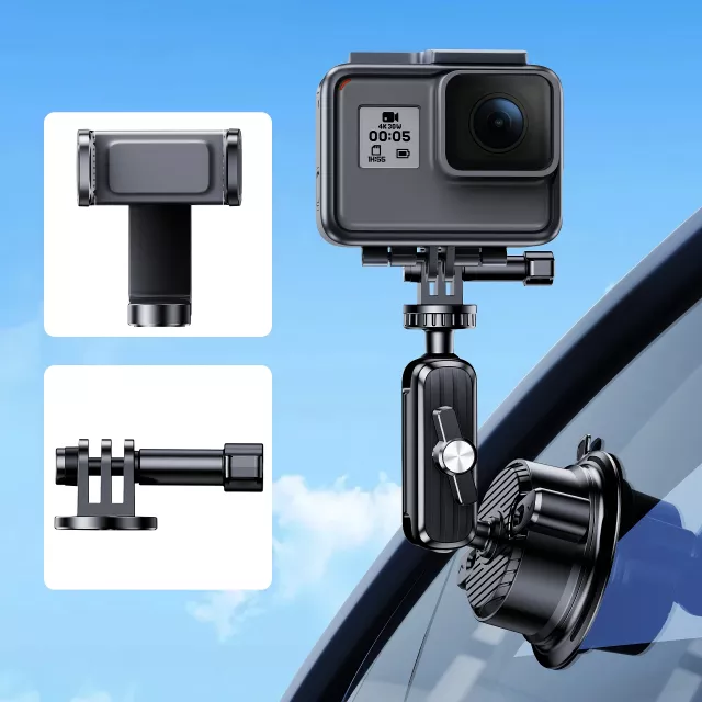 2-in-1 Car Phone & Sports Camera Holder with Large Suction Cup - Image 5