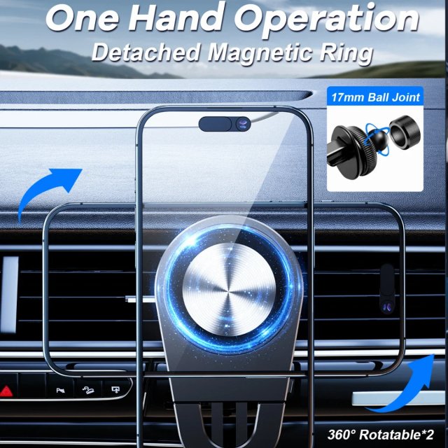 Aluminum Magnetic Car Phone Holder with Air Vent Clip - Image 7