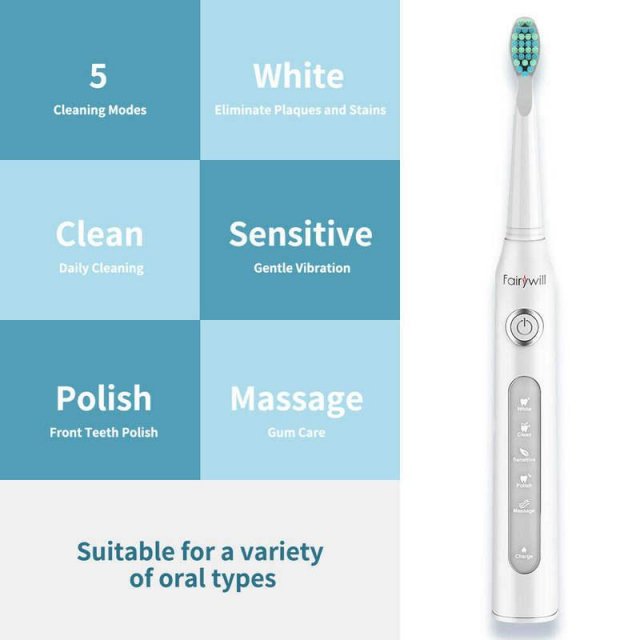 Electric Sonic Toothbrush with 4 Brush Heads – Waterproof, Powerful Cleaning & Rechargeable - Image 5