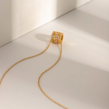 18K Gold Plated Stainless Steel Zircon Pendant Necklace for Women