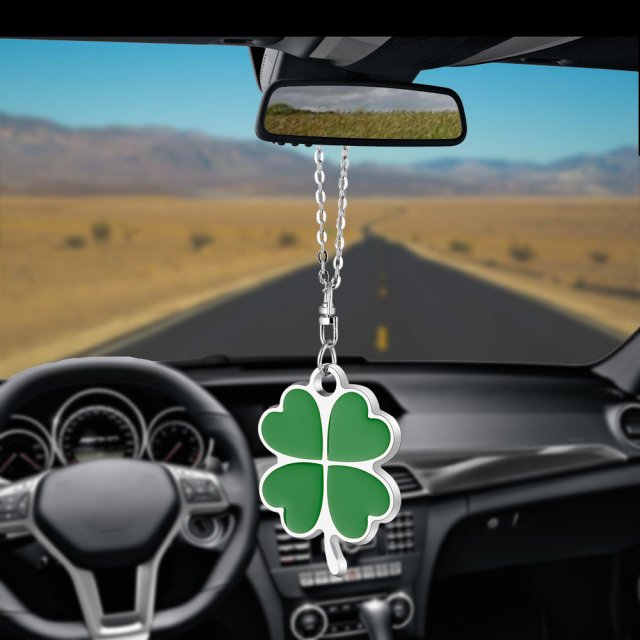 Lucky Green Leaf Car Rearview Mirror Charm Pendant - Image 4