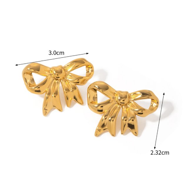 18K PVD Plated Geometric Bow Hoop Earrings - Image 6