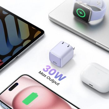 30W GaN Fast Charger for iPhone, iPad, Samsung, and More