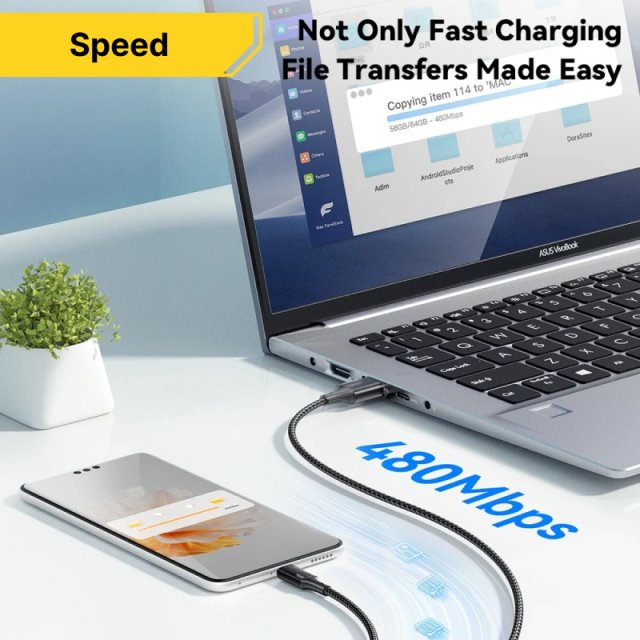100W 3-in-1 USB C to Type C Lightning Fast Charging Cable - Image 6