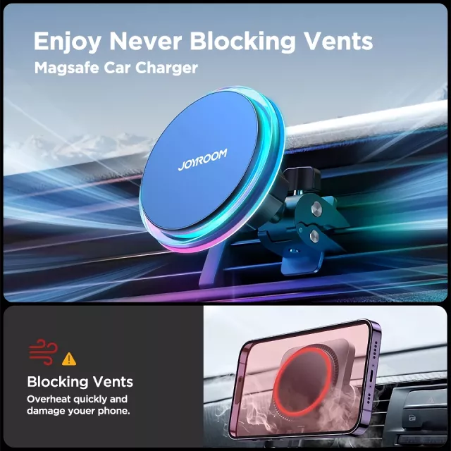 Colorful Magnetic Wireless Car Charger & Phone Holder - Fast Charging for iPhone 12/13/14/15 Pro Max - Image 2