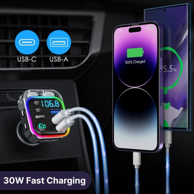 Bluetooth 5.3 FM Transmitter with 30W PD & QC3.0 Fast Charger - Image 5
