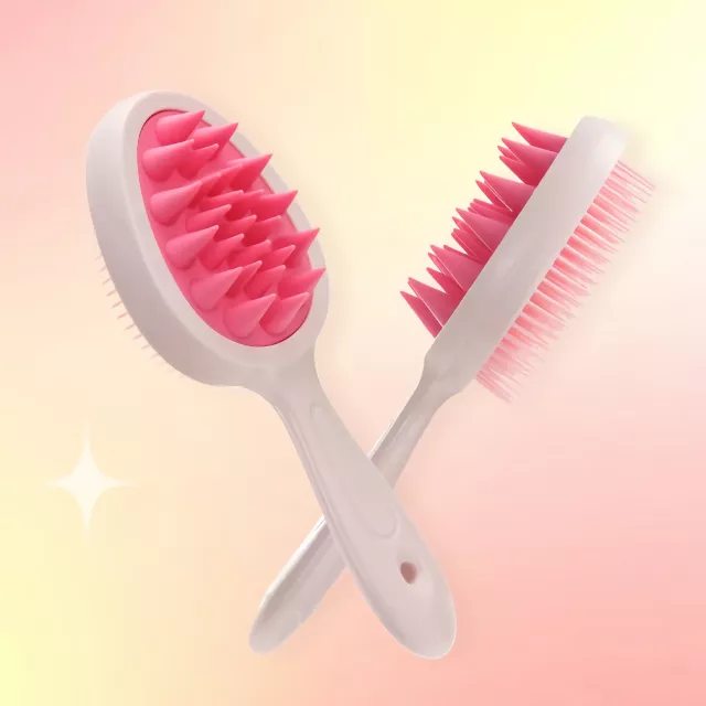 Double-Sided Silicone Scalp Massage Brush with Long Handle - Image 4