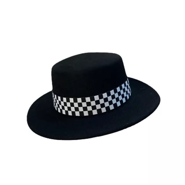 Checkerboard Wool Fedora Hat - Chic Autumn Winter Accessory - Image 5
