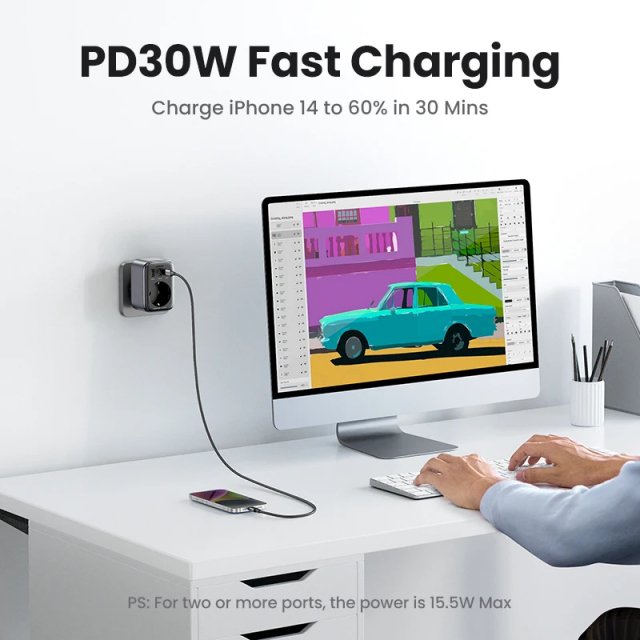 30W GaN PD Charger with AC Outlets - Image 4