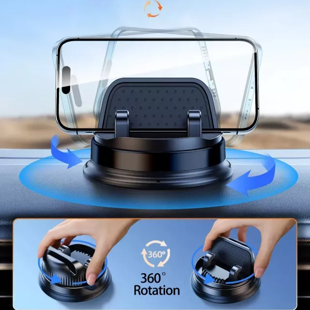 360° Rotatable Car Phone Holder with Auto-Clamp & Eyeglasses Storage - Image 2