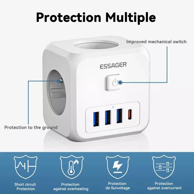 7-in-1 Wall Charger Power Strip with Fast Charging - Image 7
