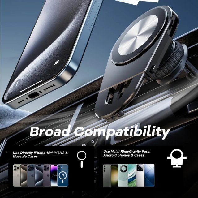 Aluminum Magnetic Car Phone Holder with Air Vent Clip - Image 6