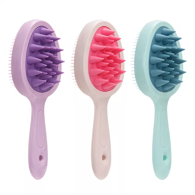 Double-Sided Silicone Scalp Massage Brush with Long Handle - Image 5